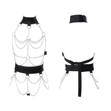 Комплект нижнего белья с металлической цепочкой, бюстгальтер с бретельками, топы с вырезами, нагрудный ремень готический, без бретелек, без косточек, без косточек, размера плюс, для танцев