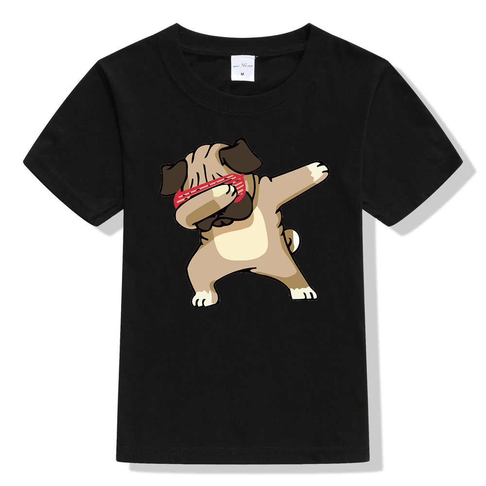 Dabing unicorn дети мальчики девочки футболка dabing Мопс детская подростковые унисекс