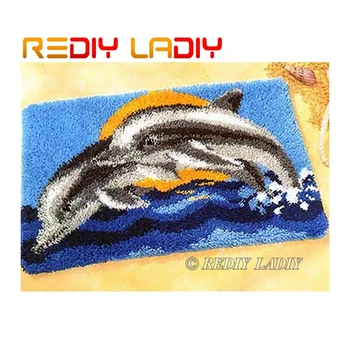 

Latch Hook Kits Make Your Own Rug Playing Dolphins Crocheting Cushion DIY Carpet Rug Acrylic Yarn Printed Canvas Hobby & Crafts