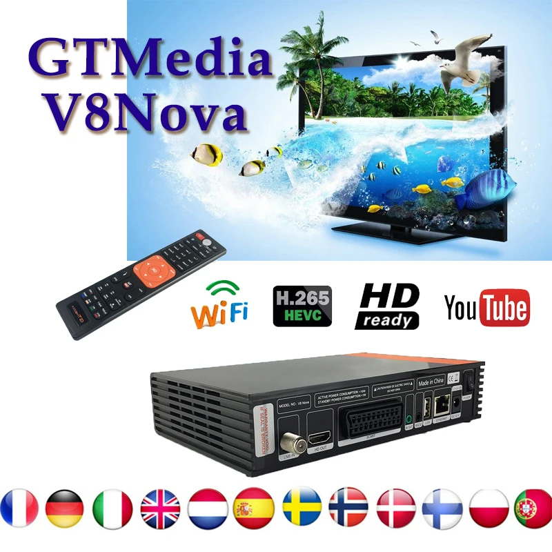

Gtmedia V8 nova Receptor Satellite receiver support Built-in WIFI DVB-S2 freesat v8 1year cccam for spain satellite finder