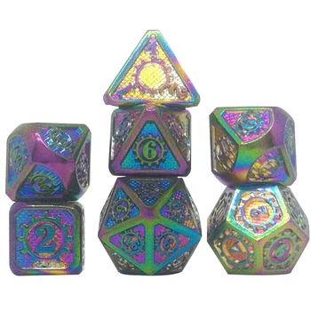

7pcs For DnD Home Entertainment KTV Tabletop Easy Read Digital Number Rpg Polyhedral Dice Set Gift Board Game Party Zinc Alloy