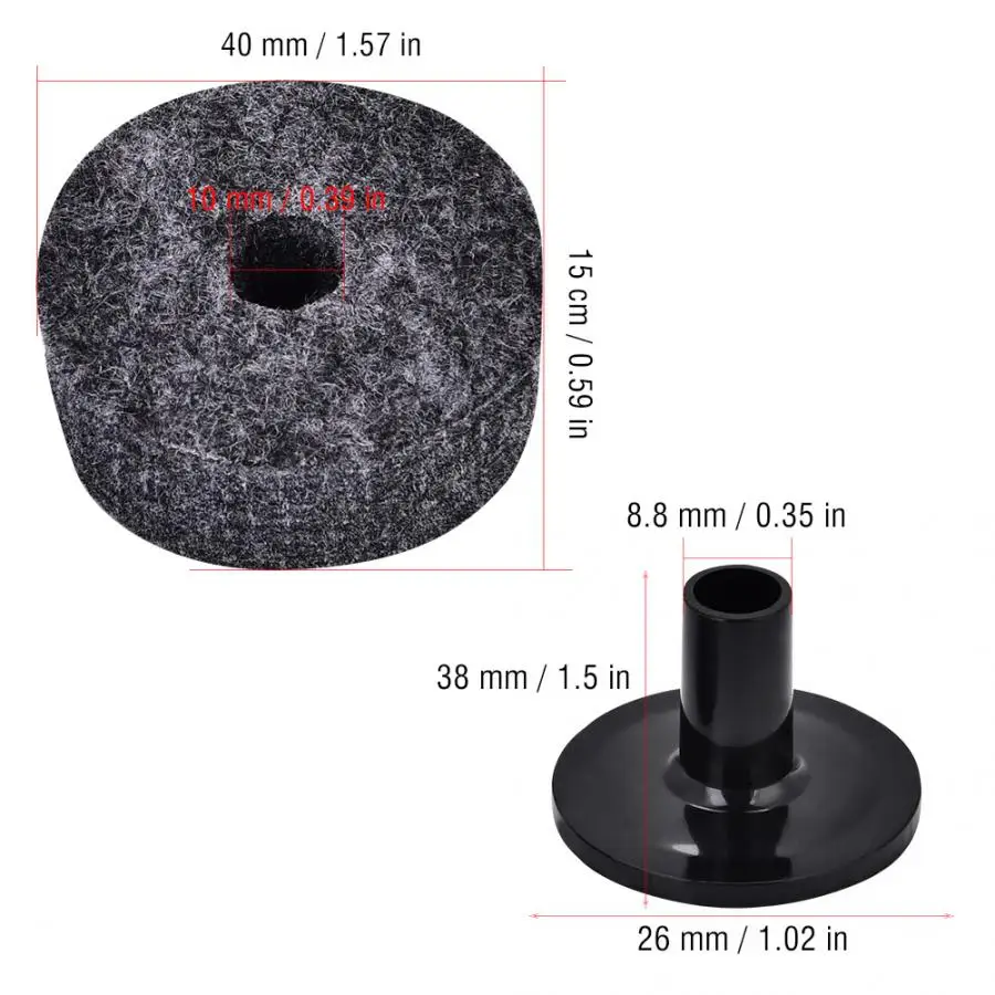 Drum Felt Washer Pad Plastic Cymbal Stand Sleeve Replacement Parts Black