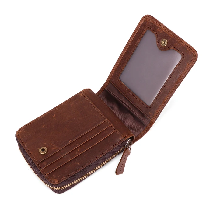 Genuine Leather Rfid Wallet Men Crazy Horse Wallets Coin Purse Short Male Money Bag Quality Designer Mini Walet Small MRF57