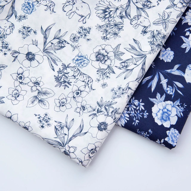 Cotton Poplin Fabric High-Density Printing Flower High-End Shirt