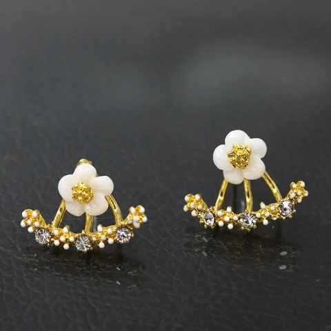 Cute Small Daisy Flowers Stud Earrings For Women Korean Sweet crystal Flower Earring Girls Fashion Elegant Jewelry