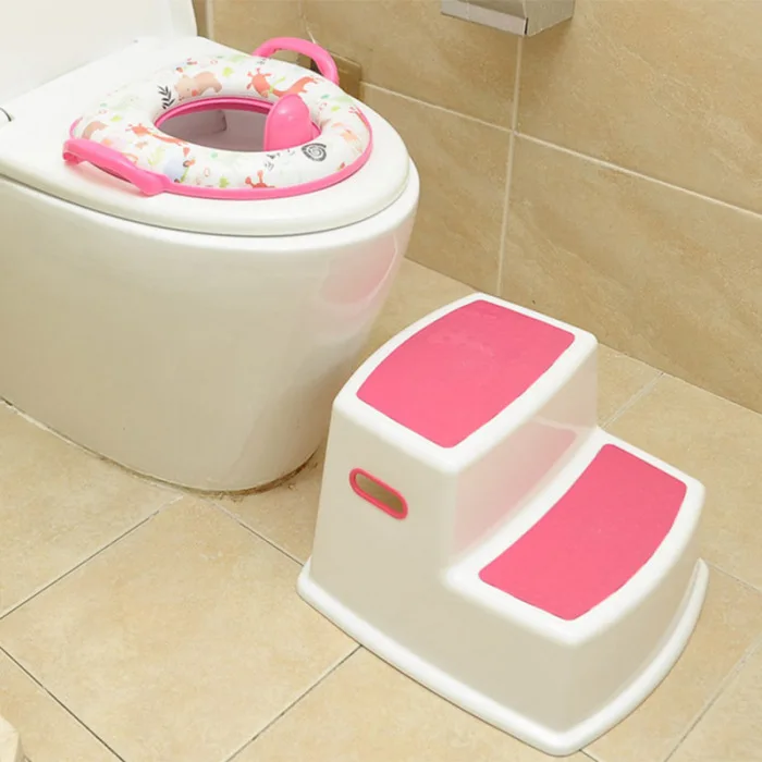 Новая одежда для маленькой девочки 2 шаг табурет для малышей стул для туалета для приучения к горшку; Ванная комната Кухня