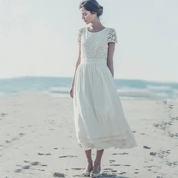 

2018 New Boho Beach Laure De Sagazan With Short Sleeve Charming Bridal Gown Made in China Custom mother of the bride dresses