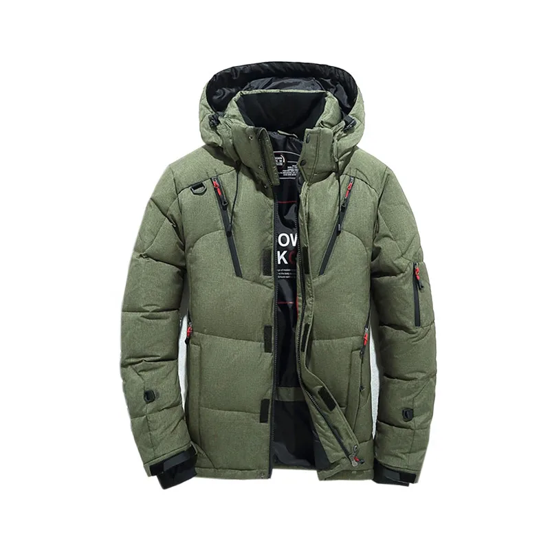 Зимняя мужская куртка, качественное теплое плотное пальто, Зимняя Красная черная парка, Мужская теплая верхняя одежда, модная белая мужская куртка-пуховик на утином пуху