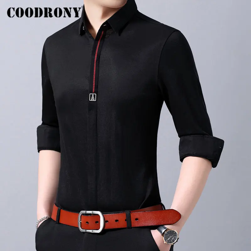 Бренд COODRONY, мужская рубашка, деловые повседневные рубашки, хлопковая рубашка с длинным рукавом, Мужская одежда, уличная мода, Camisa Masculina 96108