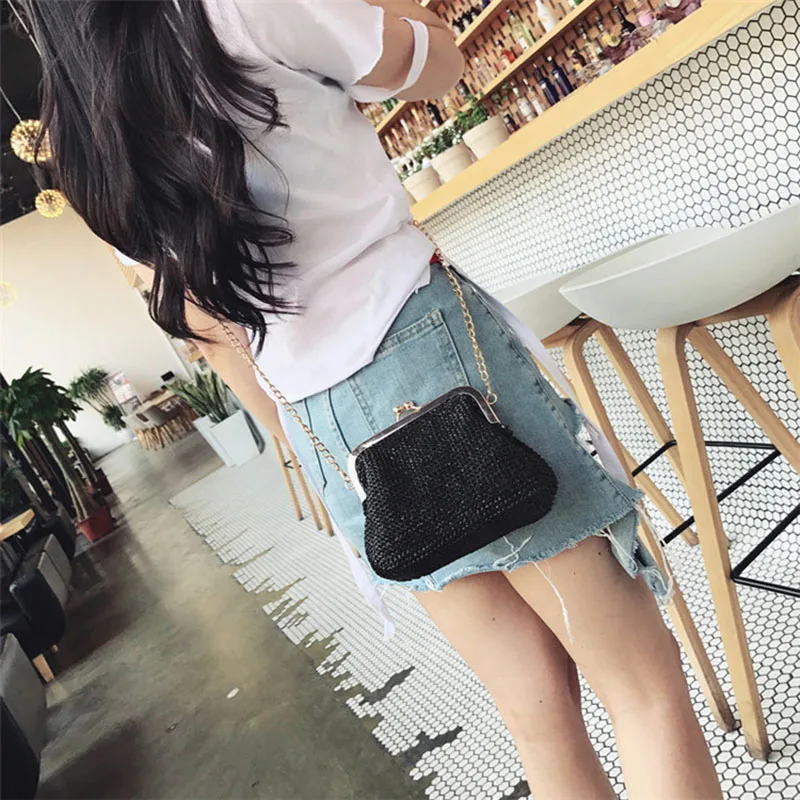 LJL-Small Crossbody Boho Bags For Women Evening Clutch Bags Hasp Ladies Handbag Female Straw Beach Rattan Women Messenger Bag