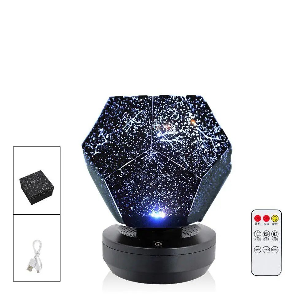 

LED Night Light Rotating Projector Starry Sky Star Projector Lamp Remote control USB Charge Luminaria Baby Nursery Light