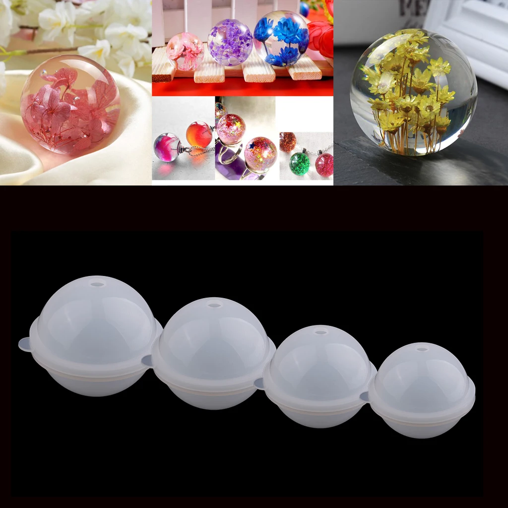 Silicone Large Round Sphere Balls Mould Epoxy Resin Casting DIY Dried Flower Ornament Jewelry Making Mold Tool 70/80/90/100mm