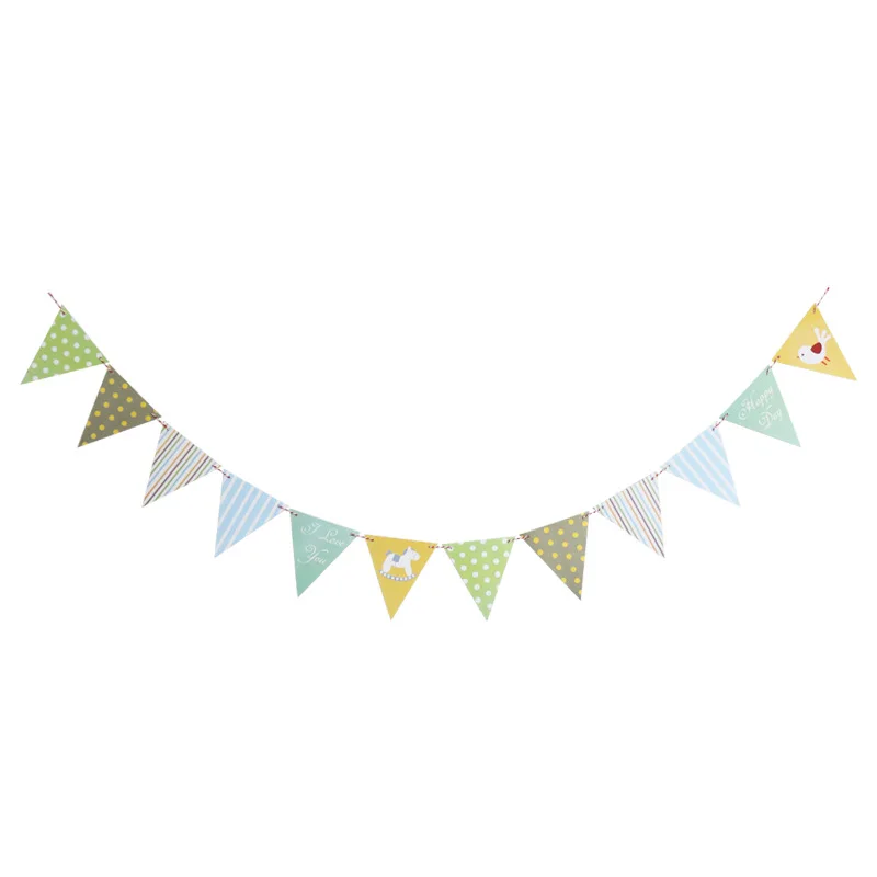 12 Flag Gold Silver Banner Garland DIY Glitter Bunting Paper Birthday Banner for Home Event Party Wedding Party Decoration - Цвет: As shown