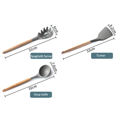 ERMAKOVA набор кухонных принадлежностей деревянный силиконовый кухонный инструмент кухонные принадлежности гаджеты скребок ковш венчик щетка - Цвет: Set C(3 pcs)