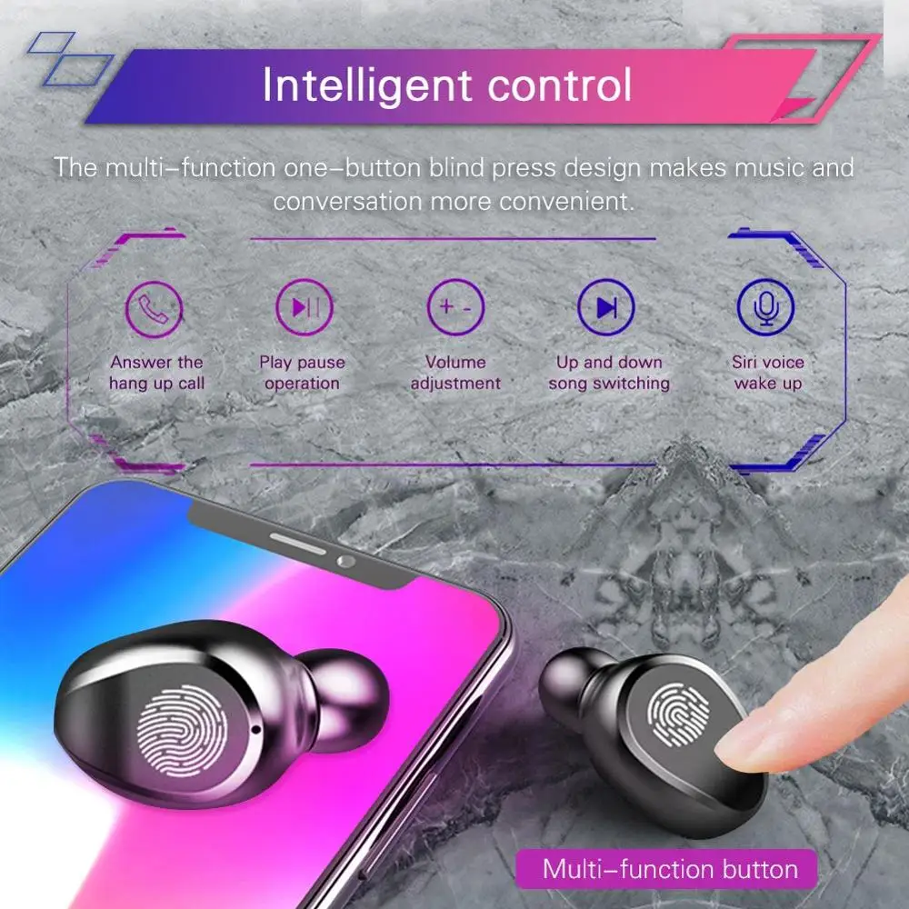 TWS Bluetooth 5,0 наушники светодиодные Беспроводные наушники шумоподавление стерео гарнитура наушники с зарядным устройством для смартфона