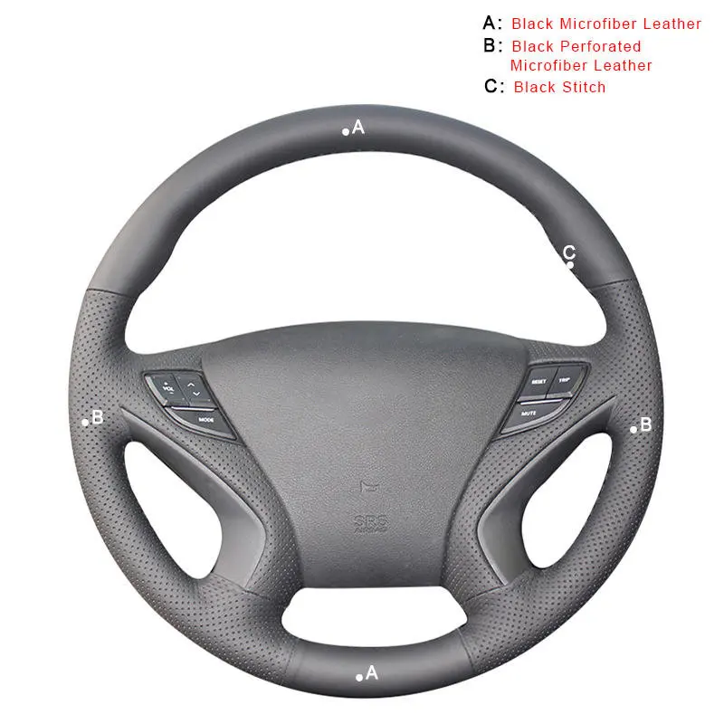 Microfiber Leather Авто оплетка на руле Крышка для hyundai Sonata 8 2011 2012 2013 DIY ручная швейная машина плетение Колечки автомобиль-Стайлинг - Название цвета: Microfiber Leather