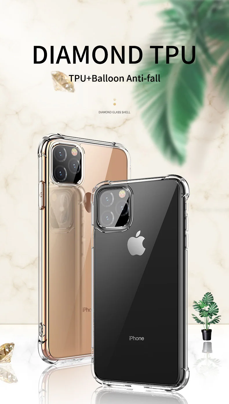 Роскошный противоударный прозрачный силиконовый чехол для iPhone X, XR, XS, 7, 8, 6, 6S Plus, мягкий прозрачный чехол для iPhone 11 Pro Max, чехол