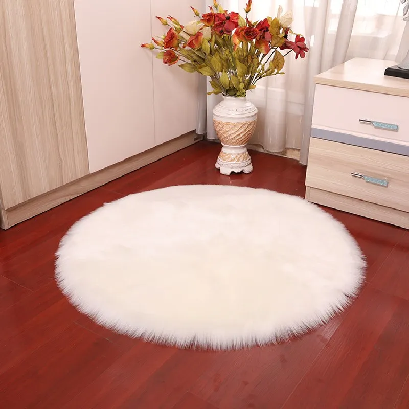

Living room decorated with fluffy circular carpet, children's room, plush carpet, bedroom, fluffy area, artificial wool carpet,
