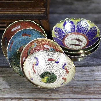 

Nepal Seven Water Supply Bowls Pure Copper Exquisite Former Buddha Fruit Tray Small Home Delicate Plate Decoration Tribute Plate