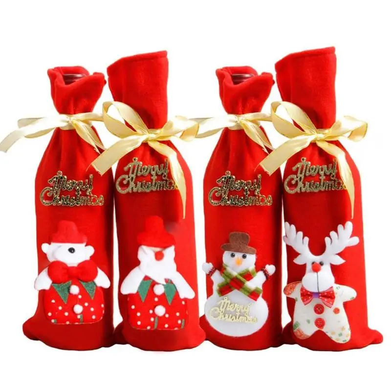 New Christmas Decorations Cute Snowman Santa Claus Wine Bottle Bag Bar Christmas Eve Wine Set Restaurant Creative Wine Set