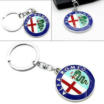 

3D Metal Car Key Ring Keychain Sliver Car badge For Alfa alpha Romeo 159 147 156 Giulietta 147 159 Mito KEYRING Car Accessories