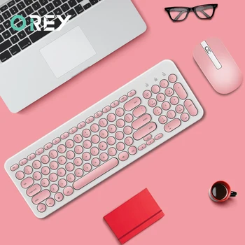 

2.4G Wireless Silent Keyboard And Mouse Round Keycap Keyboard Gaming Mouse For Macbook Lenovo Dell HP Laptop PC Gamer Computer