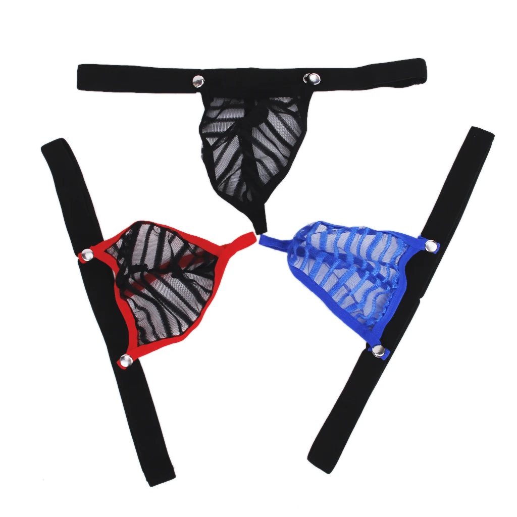 Sexy Mens G-string Underwear Jockstrap Thong Panty Mesh Pouch w/Snaps New