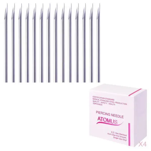 400 Pieces Piercing Needles Gauge (16G) Sterile Disposable for Lip Ear