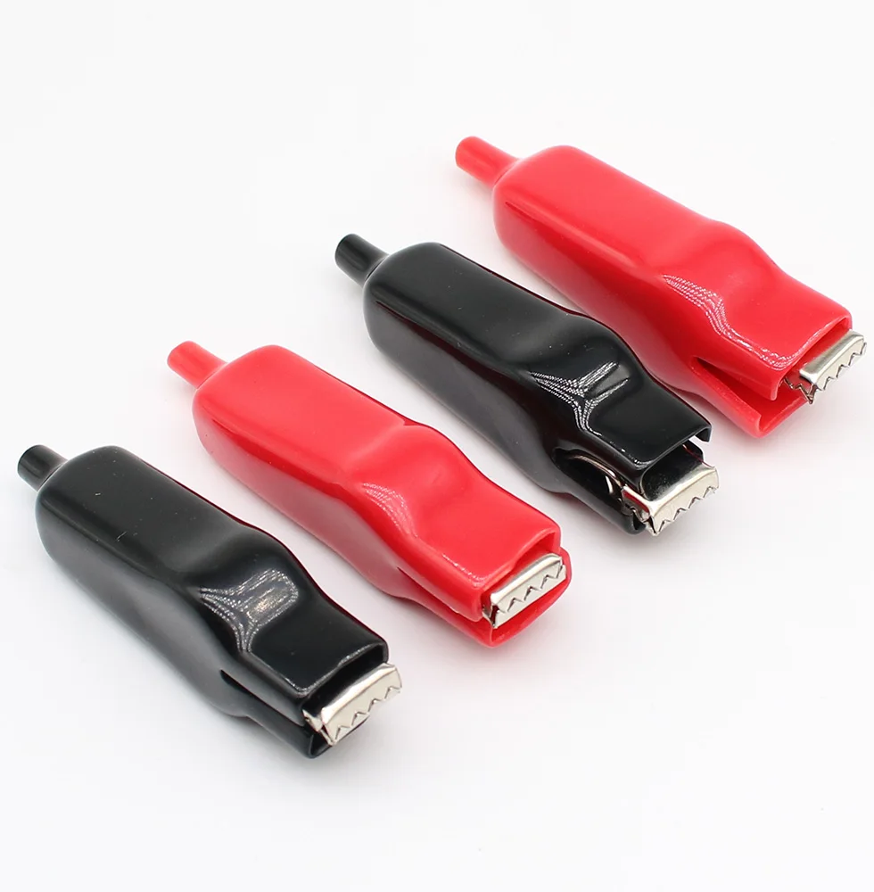 2Pcs 20A 65mm full sheath crocodile clamp flat mouth test clamp full package electronic experiment spring alligator clips electric test clamp test clip electrical clamp