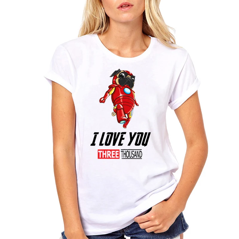 

Women Clothes Avengers Stark House I Love You 3000 Iron Man Dog Ladies Woman Harajuku Top Casual Tee Shirt T Female T-shirt