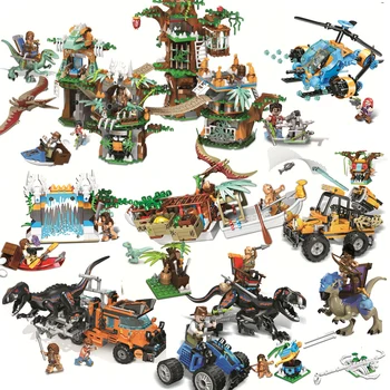 

2020 Jurassic Dinosaurs World Park 2 Dinosaur Raptor Protection Zone Set Building Blocks Lepining Juguetes Toys Gifts