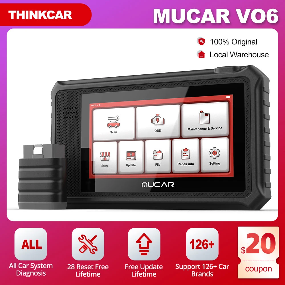 MUCAR herramienta de diagnóstico automotriz VO6 OBD2, escáner de para todos los con 28 especiales, todos los sistemas|Lectores de código y de escaneo| - AliExpress