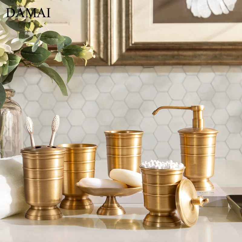 American Copper Bathroom Accessories Set Plating Golden Decorative