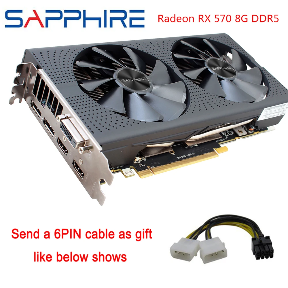 

SAPPHIRE AMD Radeon RX570 8GB Graphics Cards Gaming PC Used Card Video Card GDDR5 AMD 256bit PCI Express 3.0 Desktop Computer