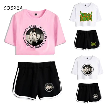 

2019 Billie Eilish Shirt Sport Girls Suit T shirt Shorts Billie Eilish Clothes T-shirt Tees Halloween Costume for Women Disfraz