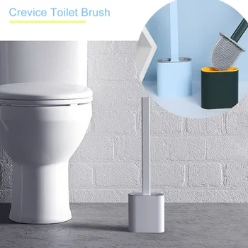 

Toilet Brush Head Holder Floor-standing Wall-mounted Cleaning Brush Bathroom Accessories with Base Rubber Long Handle Silicone