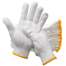 

[12 Pairs] Cotton Yarn Knit Protection Grip Work Gloves for Painter Industrial Warehouse Gardening, Men Women, Natural Beige