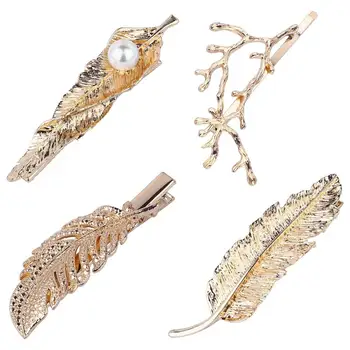 

4pcs Tree Branch Feather Leaf Style Hair Clip Hairpin for Women