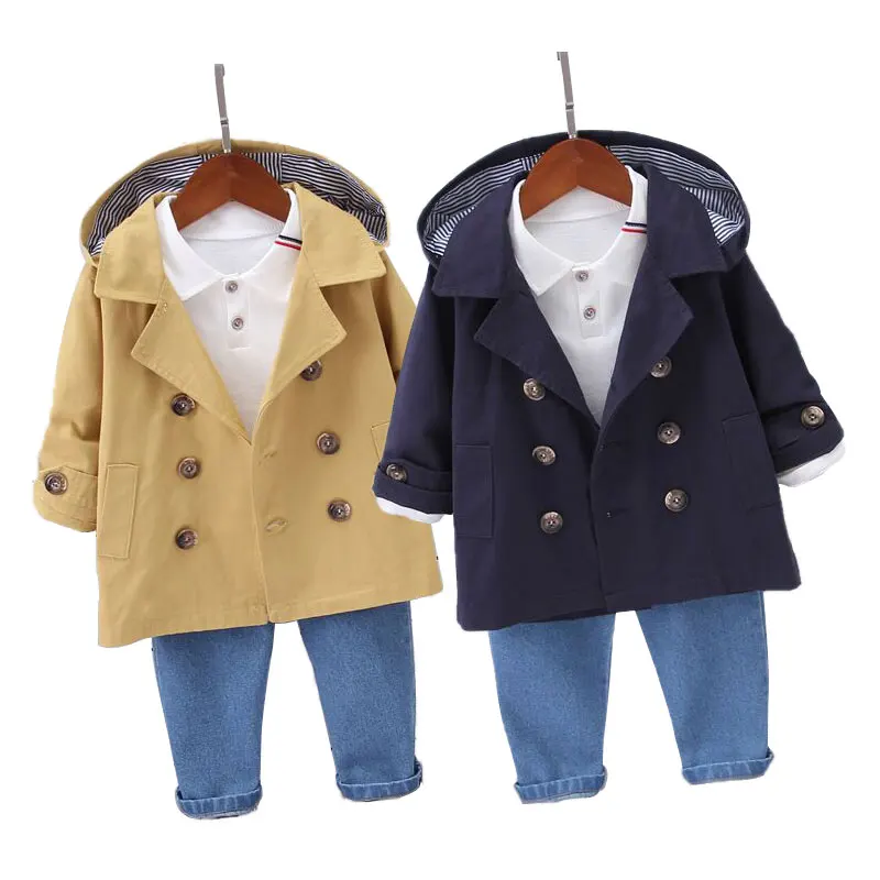 

Boy baby child Korean version of the school activity host costume baby clothes tide outside the fall hooded windbreaker three-pi