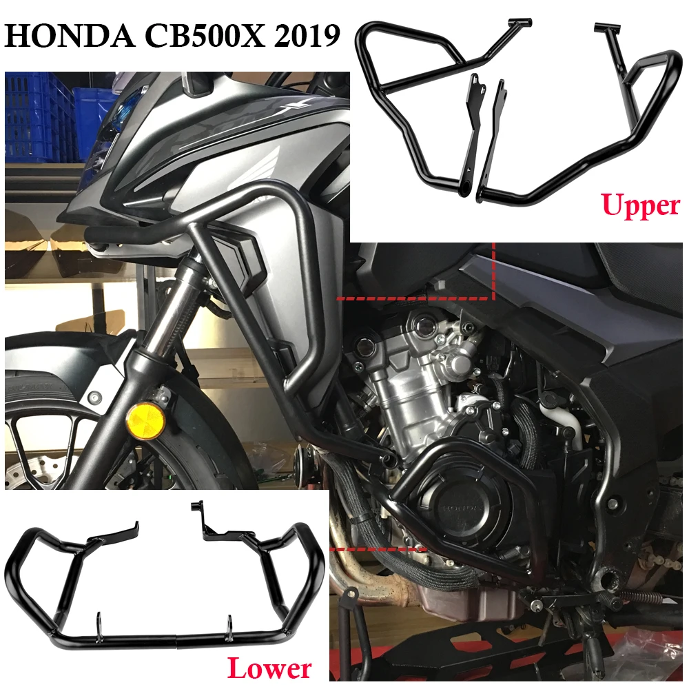 Верхняя Нижняя защита двигателя Крушение Бар обтекатель Рамка протектор бампер для Honda CB500X CB 500 X CB 500X2019 Черный Мотоцикл Запчасти