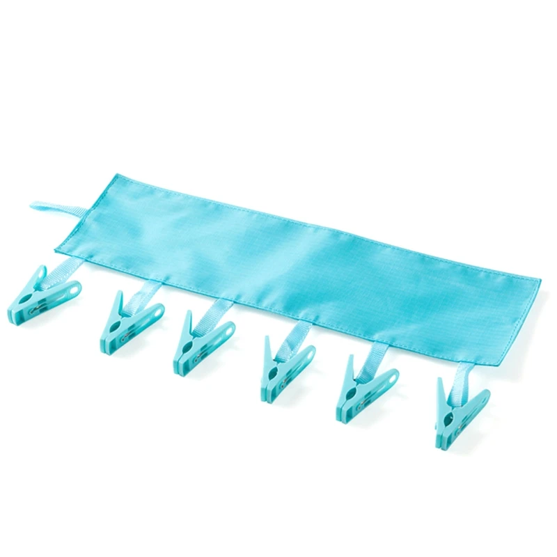 BL Multifunctional Portable Cloth Hanger Drying Rack Foldable Bathroom Rack Travel Clothespin 6 Clip Hanger Towel Socks Hanger Clip - Цвет: BL