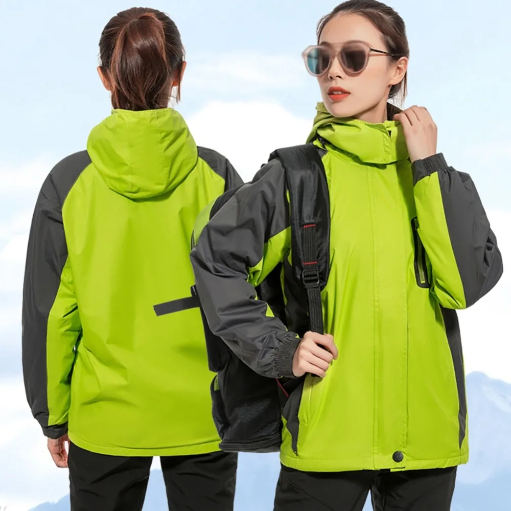 Ветровки походная куртка с капюшоном Толстая Съемная водонепроницаемая ветрозащитная пушистая куртка для альпинизма верхняя одежда осенне-зимняя спортивная одежда