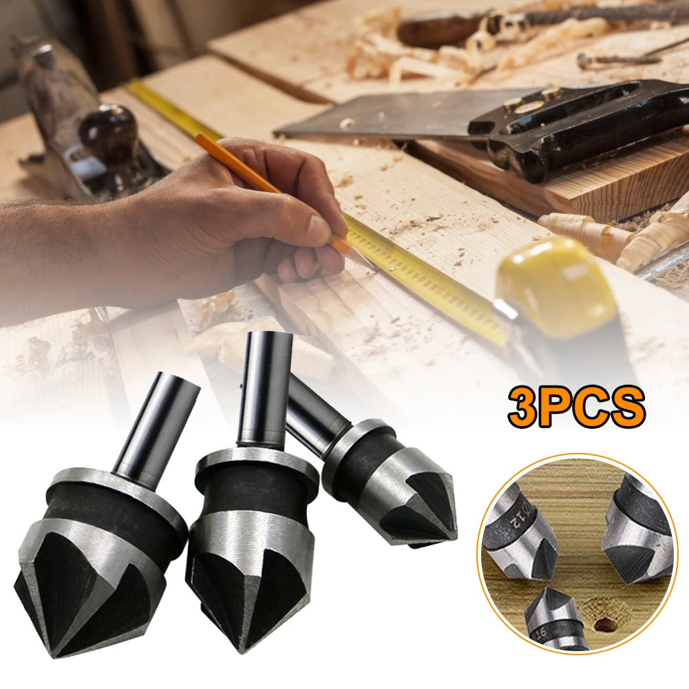 

3pcs Hexagonal Shank Carbon Steel Hex Countersink Set for Wood Metal Quick Change Drill Bit Tools