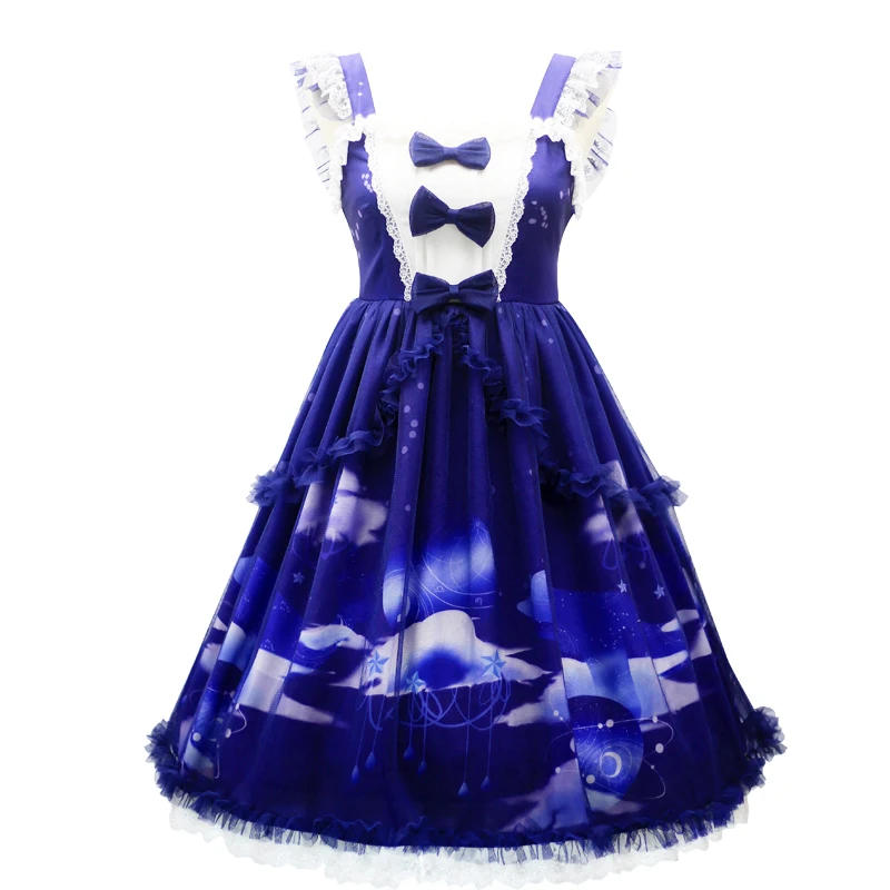 Изящное шифоновое платье на бретелях с принтом облачного Кита; милое элегантное платье принцессы в стиле Лолиты; кружевное платье без рукавов с бантом; Jsk - Цвет: Only Jsk Dress