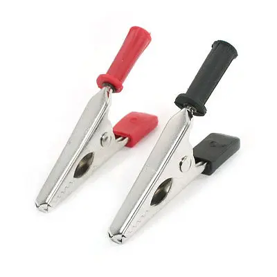 

2 Pcs Black Red Plastic Boots Coated Metal Alligator Clips 79mm Length