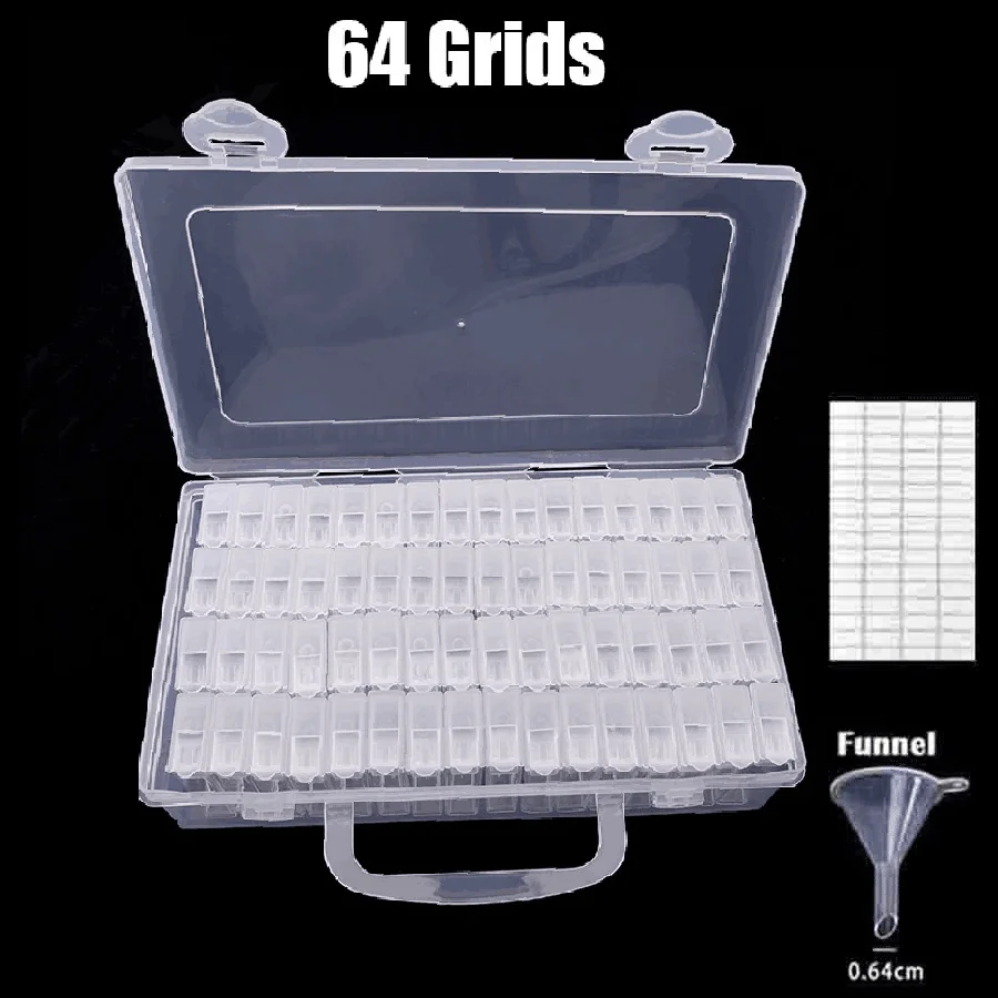 56/64 PCS Diamond Painting Tool Beads Container Rhinestone Diamond Embroidery Stone Storage Box Accessory Mosaic Convenience Box