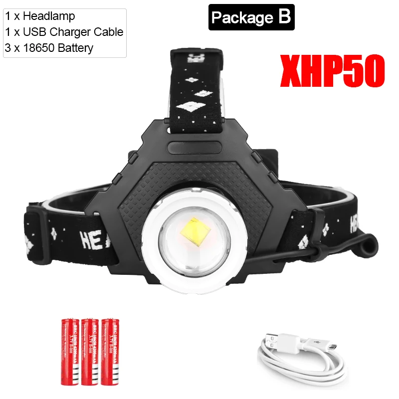 Светодиодный XHP70.2 USB Перезаряжаемый светодиодный фонарь XHP70 супер яркие фары XHP50 уличные охотничьи велосипедные рыболовные фонари - Испускаемый цвет: B