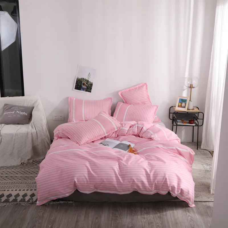 

Solid Color Printed Bedding Set Duvet Cover Set Korean Bed Sheet Quilt Duvet Cover With Pillowcases King Queen Twin Full Sizes