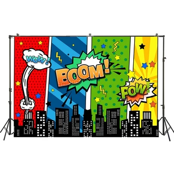 

HUAYI Supercity Photography Backdrop Studio Background Baby Portraits Photo Booth Super Hero 3 Kinds Materials W-3677