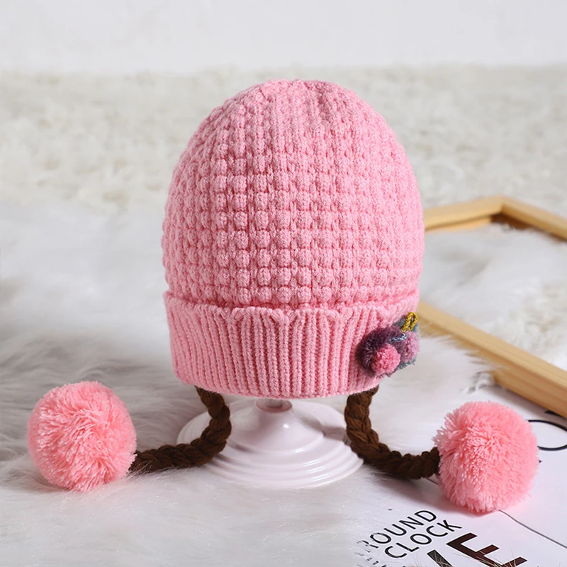 Новая шерстяная шапка для малышей, вязаные шапочки с цветочным рисунком для малышей на осень и зиму, мягкая теплая вязаная шапочка для новорожденного, Детские Кепки из хлопка для детей 3-24 месяцев